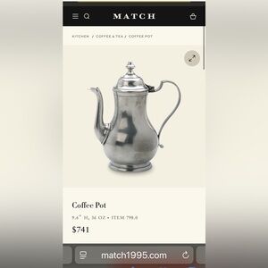 Match Pewter Coffee Pot